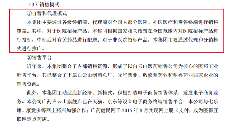 广药集团旗下白云山2018年年度报告中,对于销售模式的介绍 广药集团旗下白云山2018年年度报告中,对于销售模式的介绍